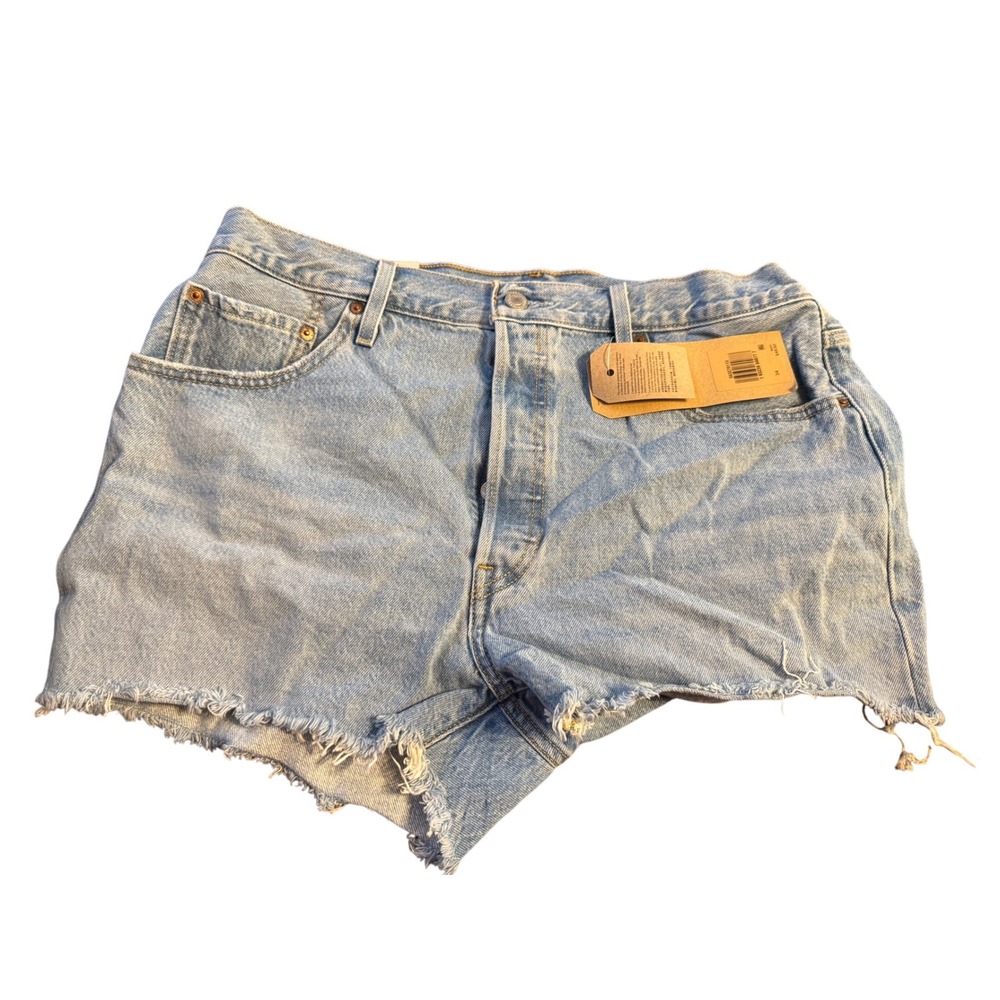 NWT Levi's 501 Original Fit Denim Shorts Light Wash Raw Hem Size 34‎